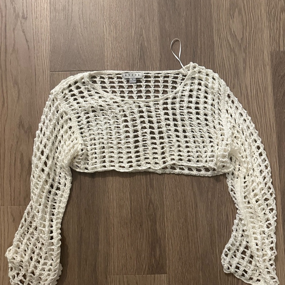 White Crochet Women Top coverup